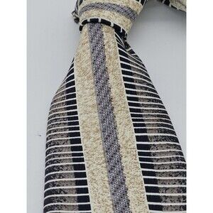 Museo Art Deco Silk Handmade Necktie Modern Linear Symmetry Striped Hand Made